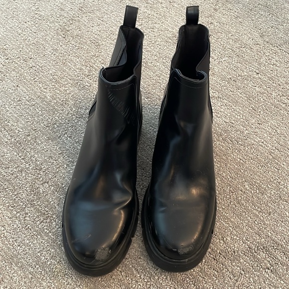 REDTOP Chelsea Boots 9.5 BlackChunky Block Heel Platform Lug Sole Ankle Booties - Picture 3 of 9